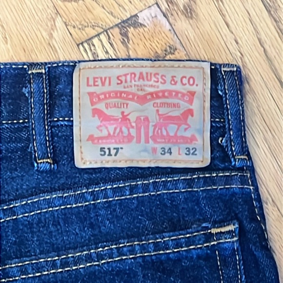 Levi's 517 Boot Cut Dark Wash Made Aug 2013 Blue Jeans Men's W/34 L/32 - Picture 9 of 12